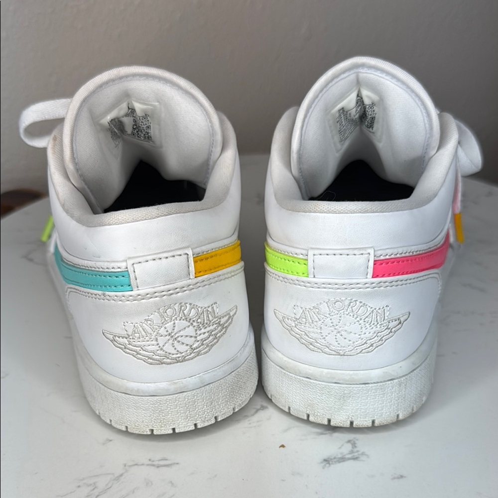 Nike Air Jordan 1 Low Mens 7.5 (9 w) white neon Multi-Color Swoosh Sneakers CW…‎ - Picture 8 of 16